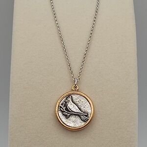 Luca + Dani Gold Silver Tone Spiritual Memorial Cardinal Bird Charm Necklace
